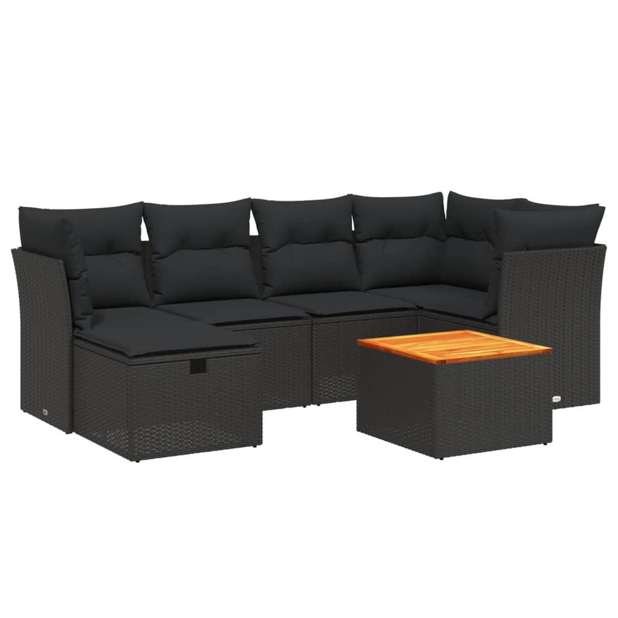 Voir la diapositive 2 : VIDAXL Salon de jardin 7 pcs avec coussins noir resine tressee