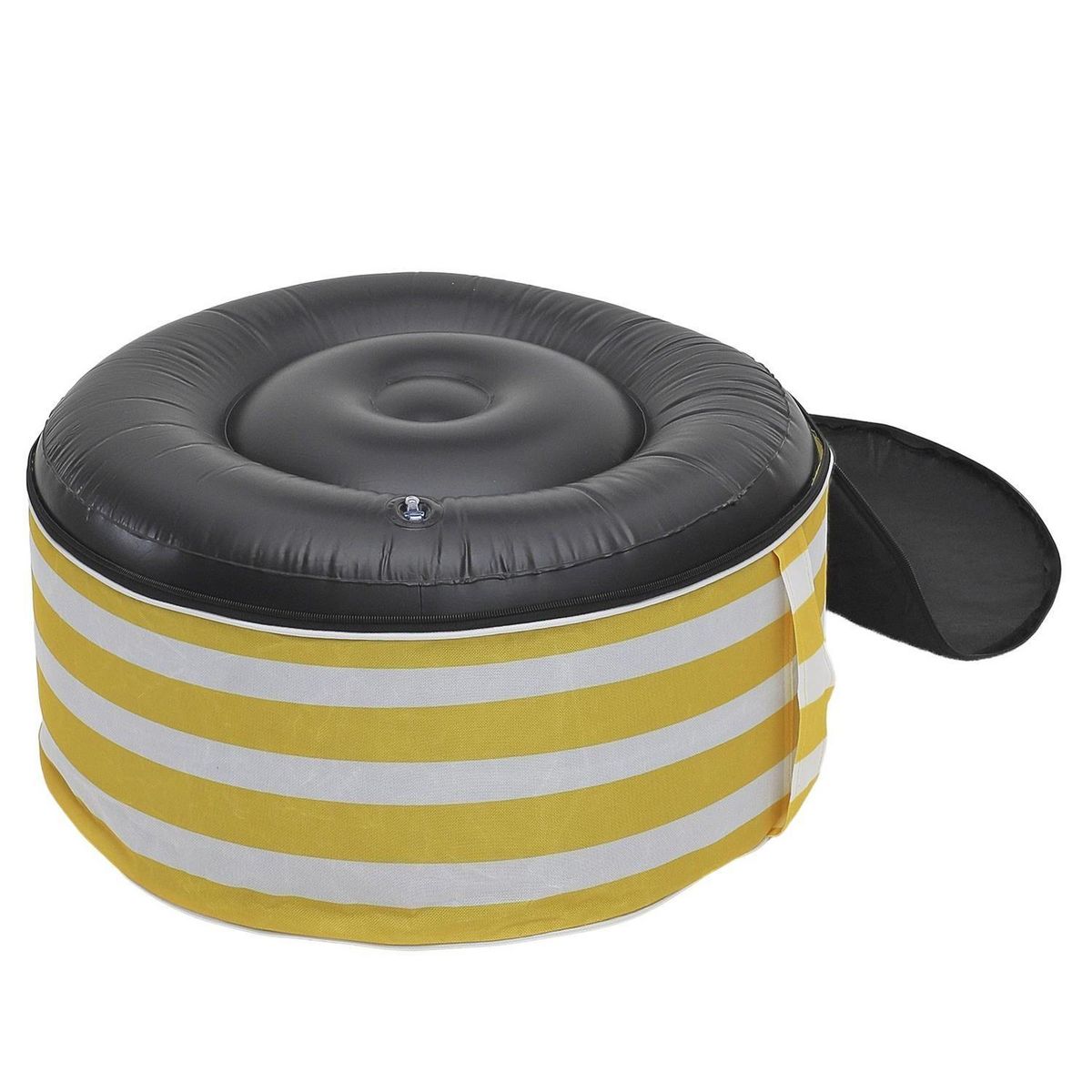 The Home Deco Factory Pouf gonflable à rayures - Jaune