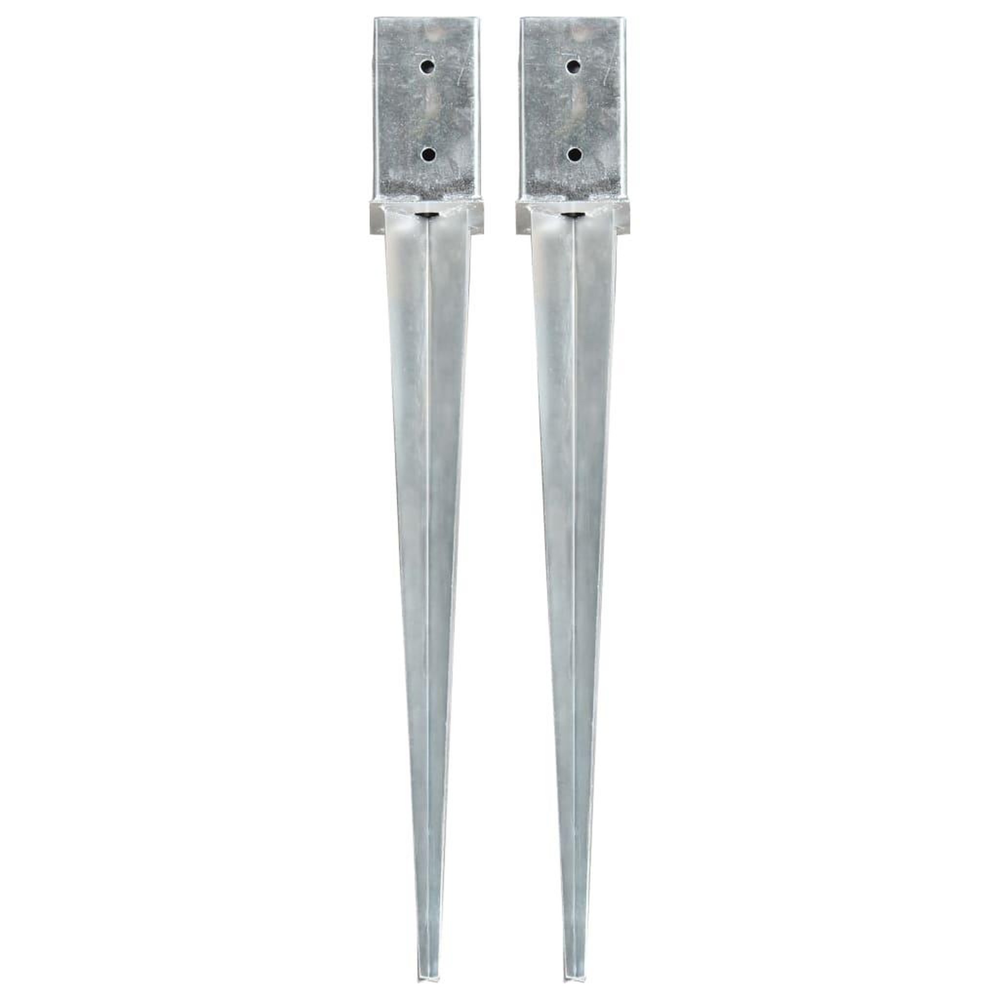 Voir la diapositive 1 : VIDAXL Piquets au sol 2 pcs Argente 8x8x76 cm Acier galvanise