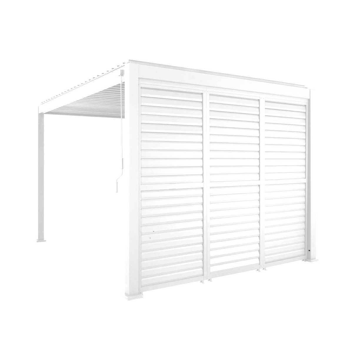 SWEEEK Pergola bioclimatique aluminium 4x3m + 3 persiennes 100cm lames orientables Triomphe