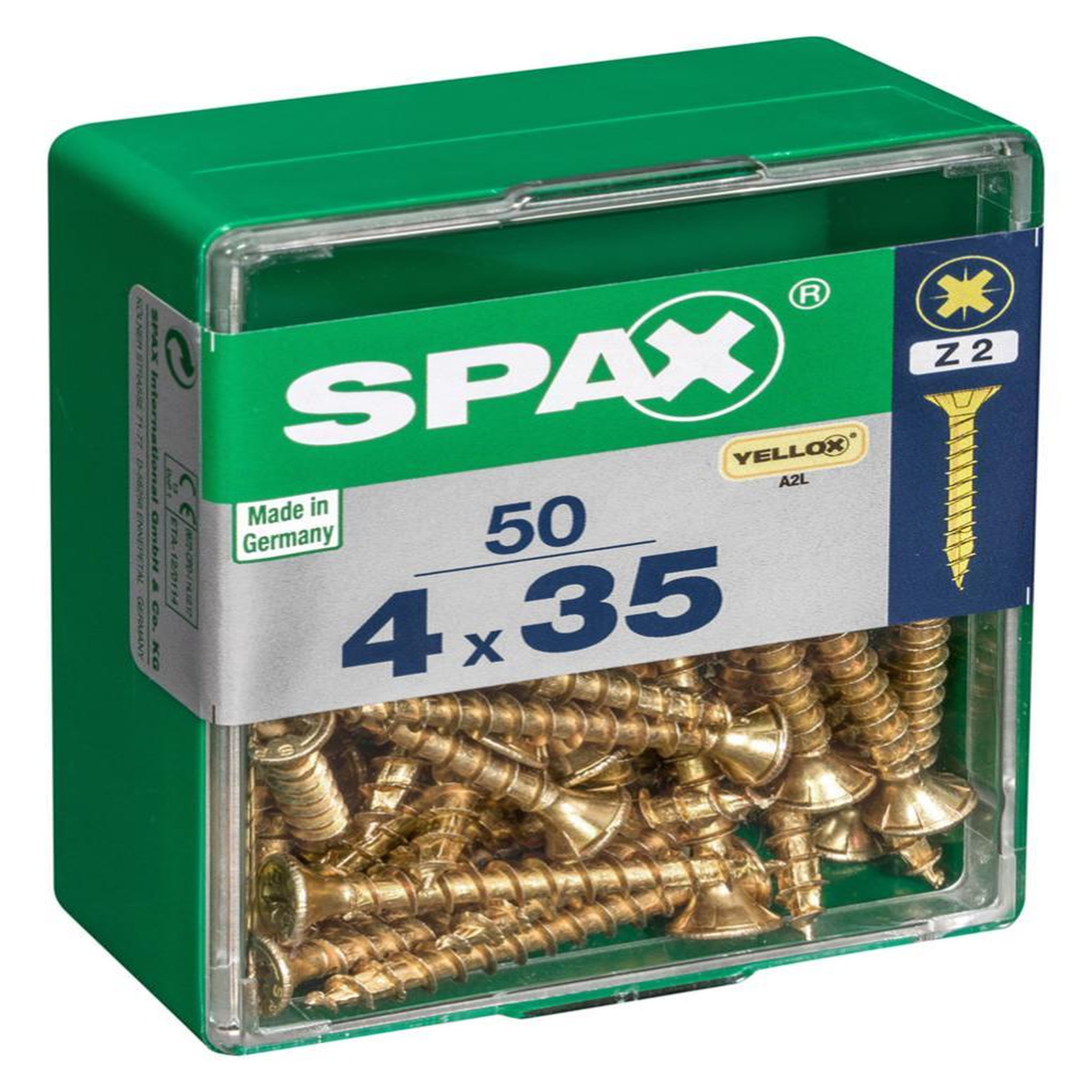 CENTRALE BRICO Lot de 50 vis acier tête fraisée pozidriv SPAX, Diam.4 mm x L.35 mm