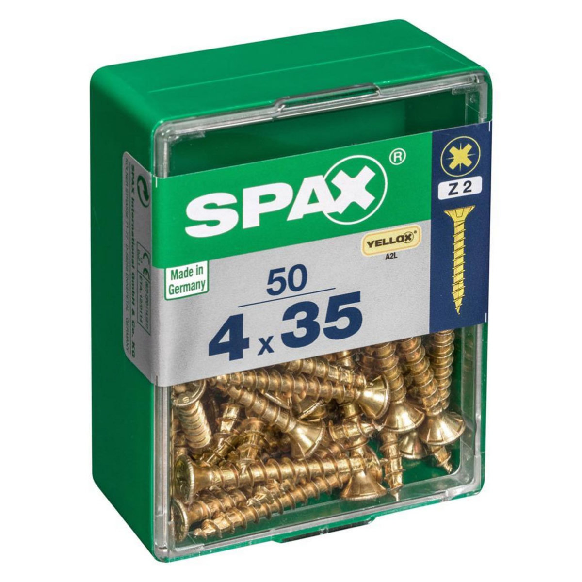 CENTRALE BRICO Lot de 50 vis acier tête fraisée pozidriv SPAX, Diam.4 mm x L.35 mm