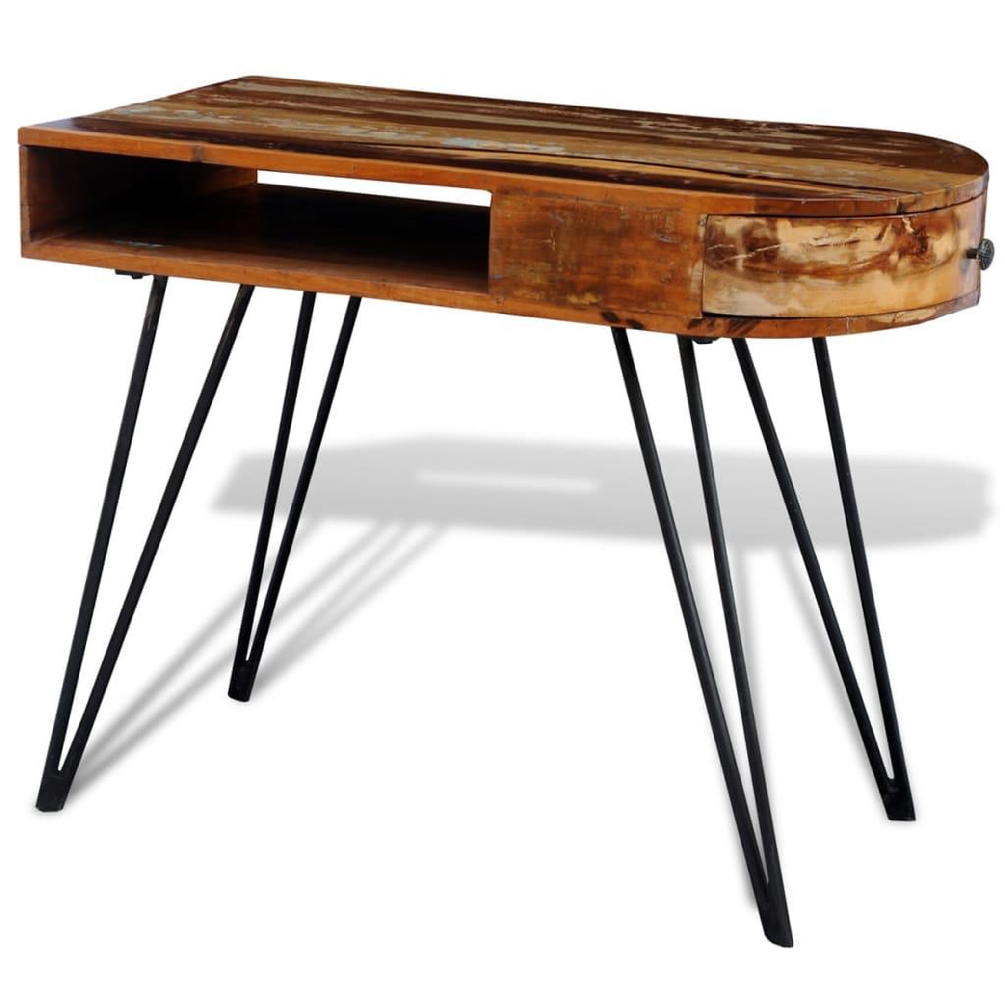 VIDAXL Bureau avec pieds en fer bois de recuperation solide