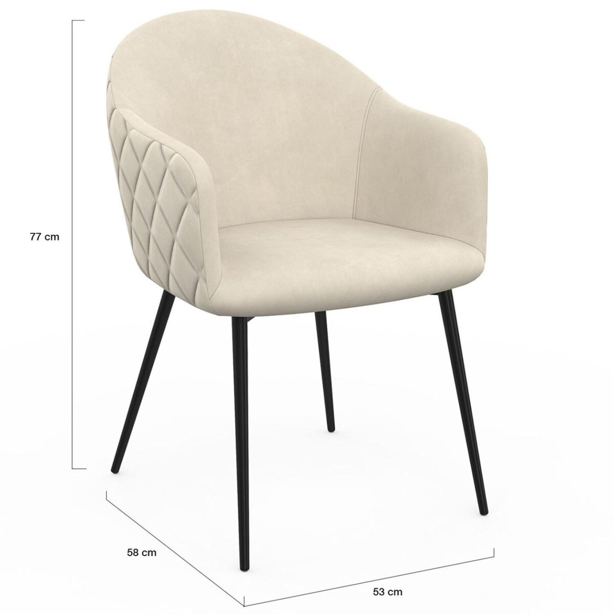 ID MARKET Lot de 2 chaises de salle à manger, fauteuils de table MOLY en velours gaufré beige