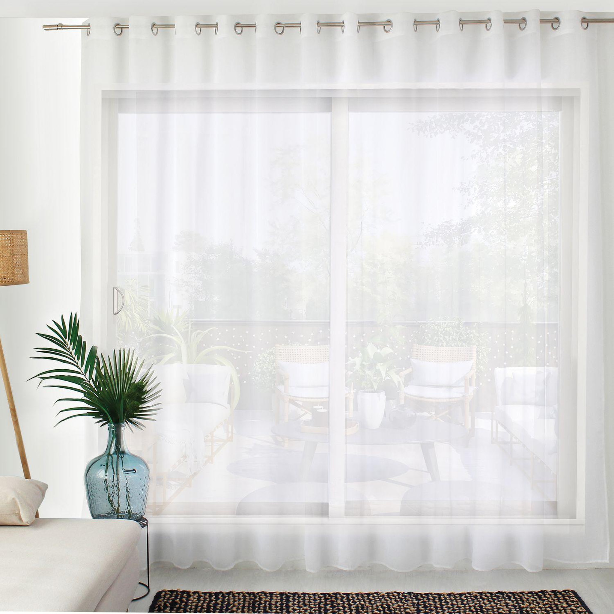 TOILINUX Voilage sablé très grande largeur - 420 x 240 cm - blanc
