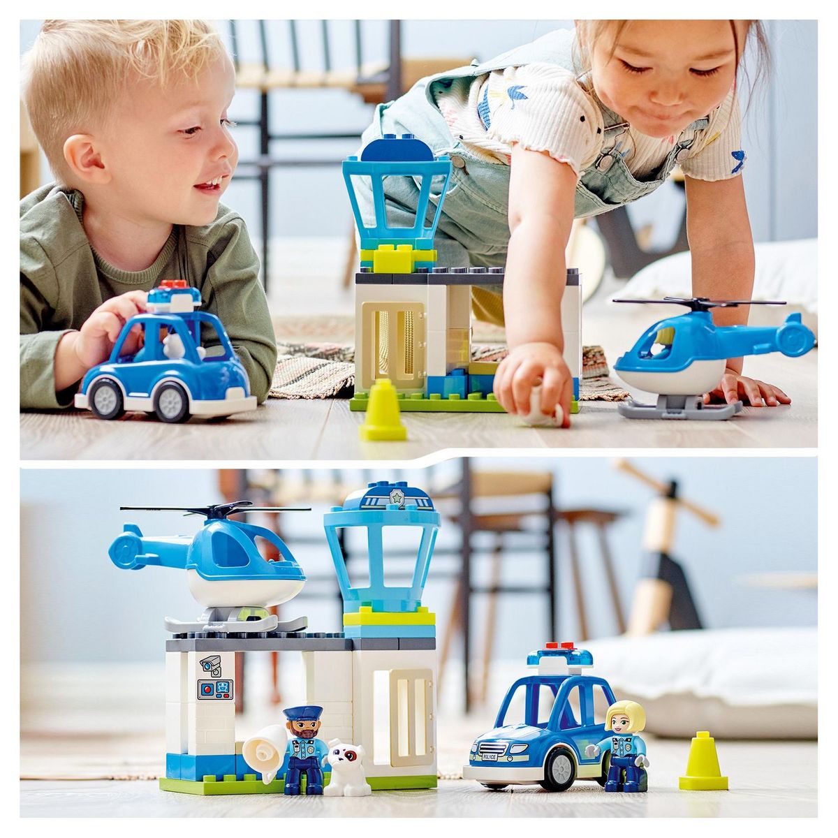 LEGO DUPLO 10959 - Le Commissariat et l&rsquo;Hélicoptère de la Police, Jouet d'Éveil