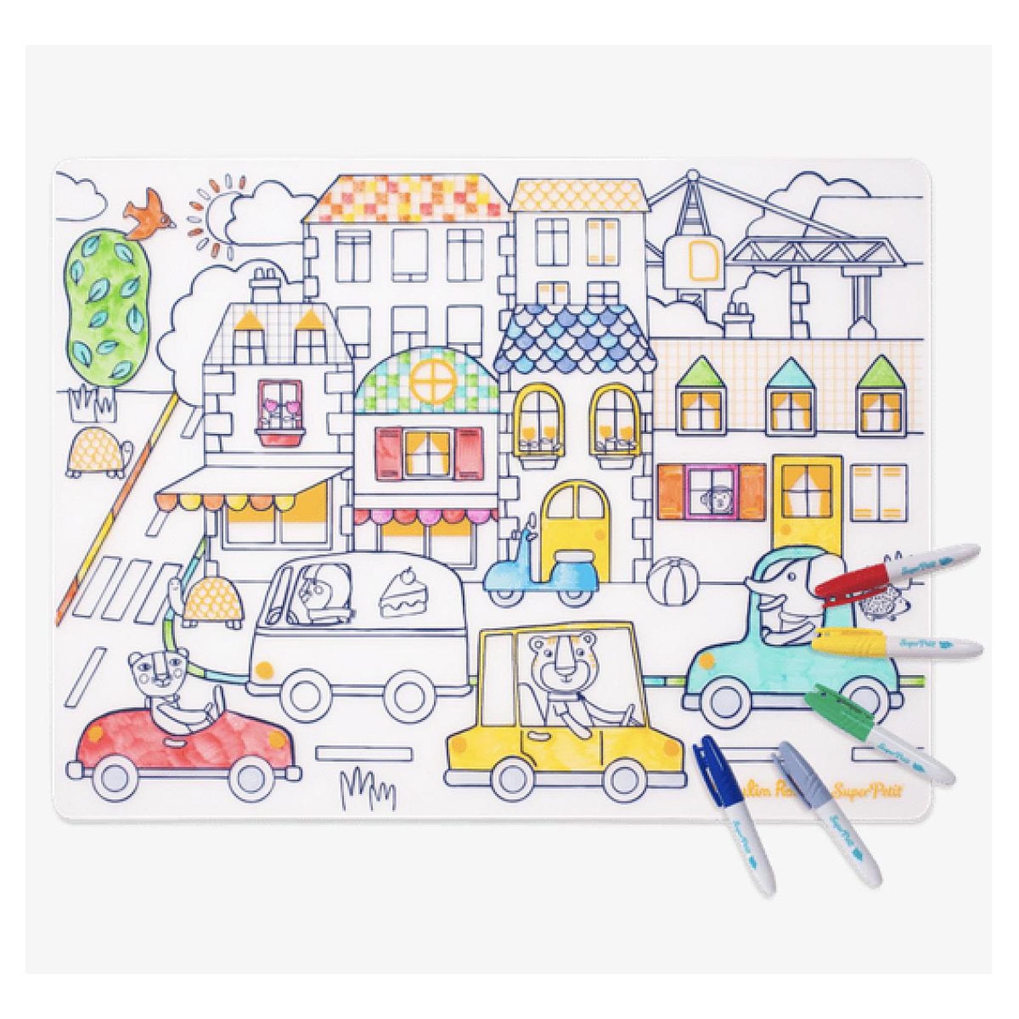 Voir la diapositive 3 : SUPER PETIT Set de table a colorier en silicone - COLLAB SUPERPETIT X MOULIN ROTY POPIPOP