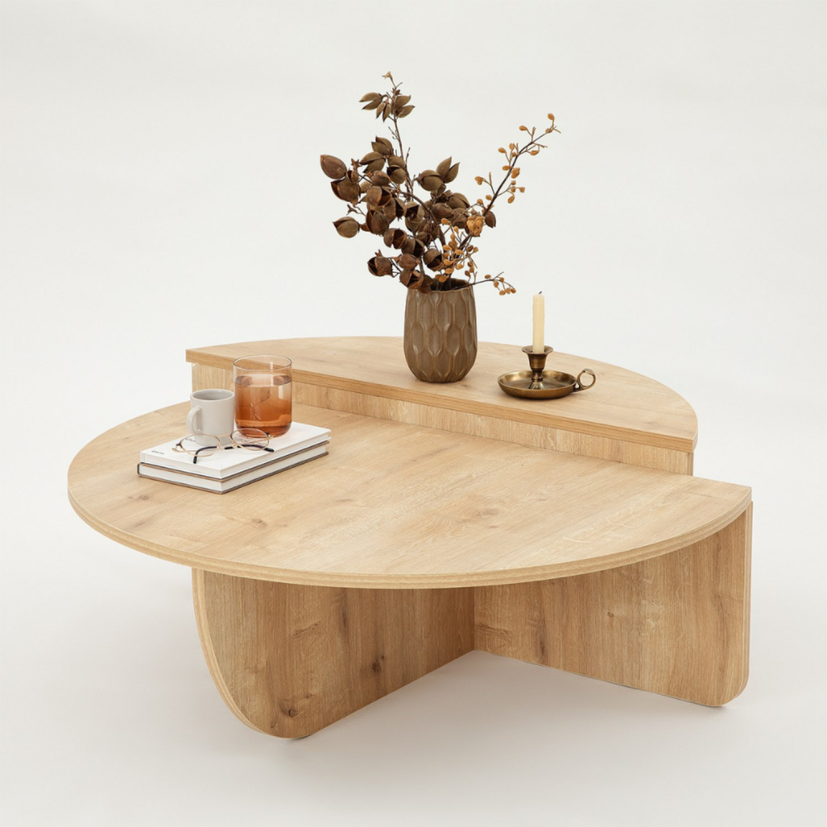 CONCEPT USINE Table basse ronde design en bois CARLOW