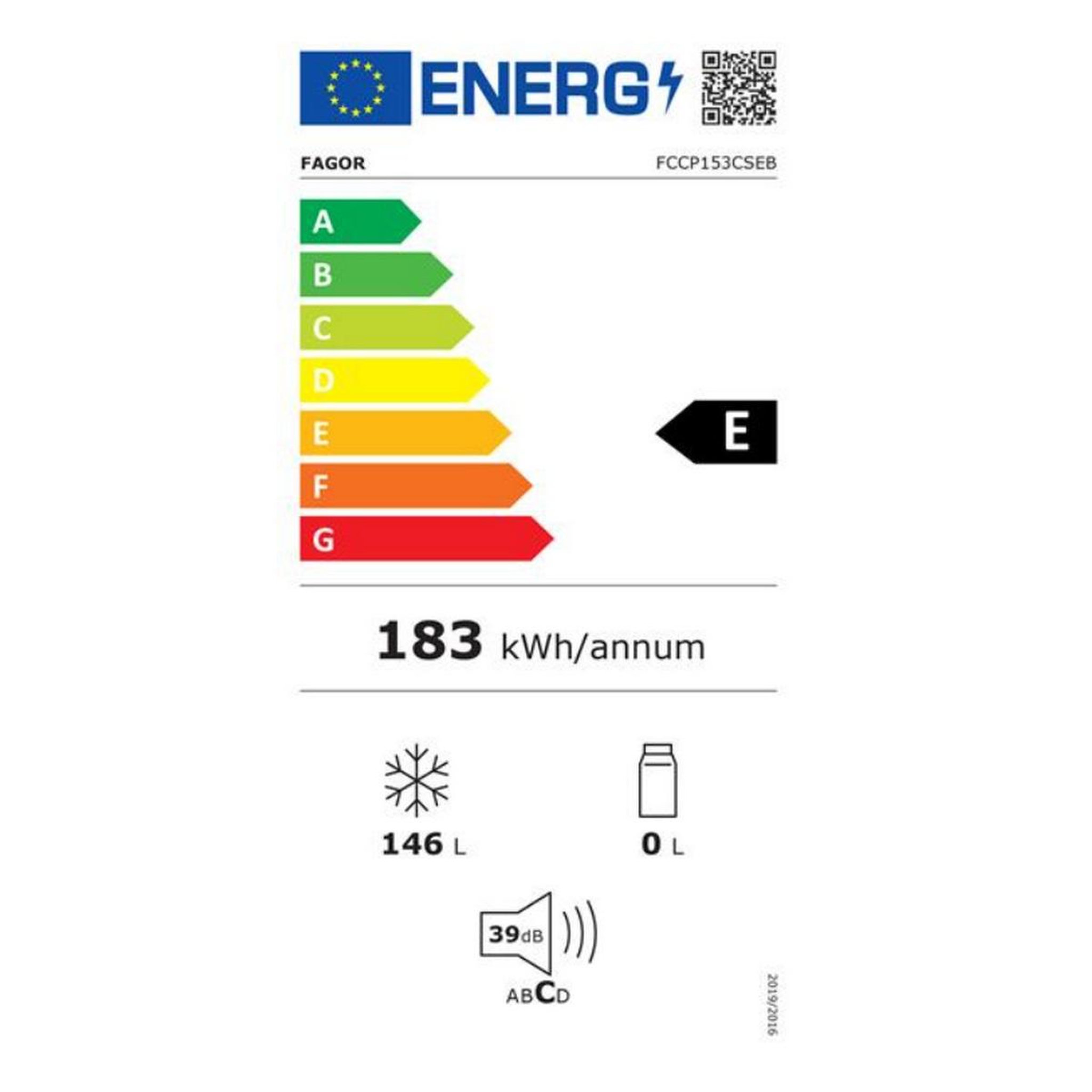 Voir la diapositive 2 : Fagor Congélateur coffre 60cm 146l - fccp153cseb