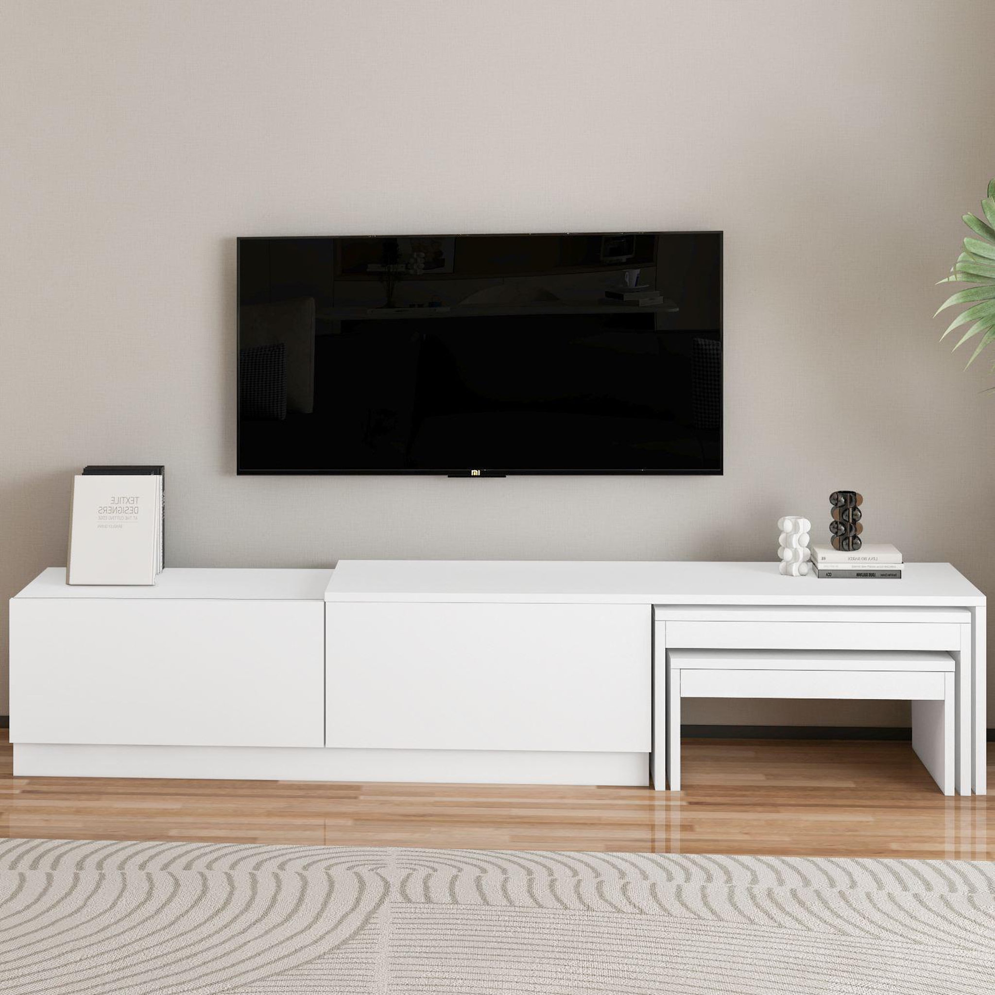 Voir la diapositive 2 : Habitat et Jardin Meuble tv en bois  nest  - 180 x 30 x 36 cm - blanc