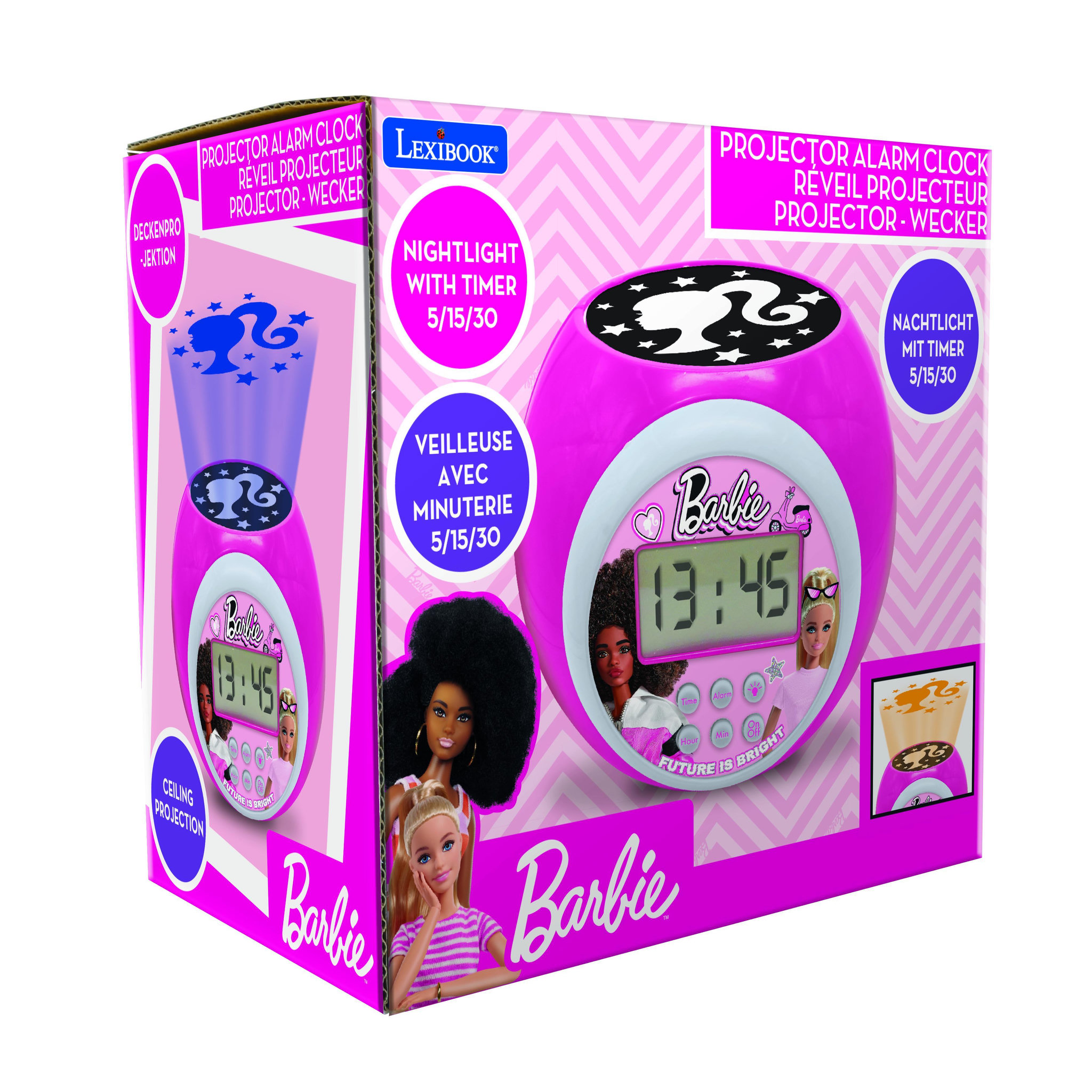 Voir la diapositive 3 : Lexibook Réveil Projecteur Barbie