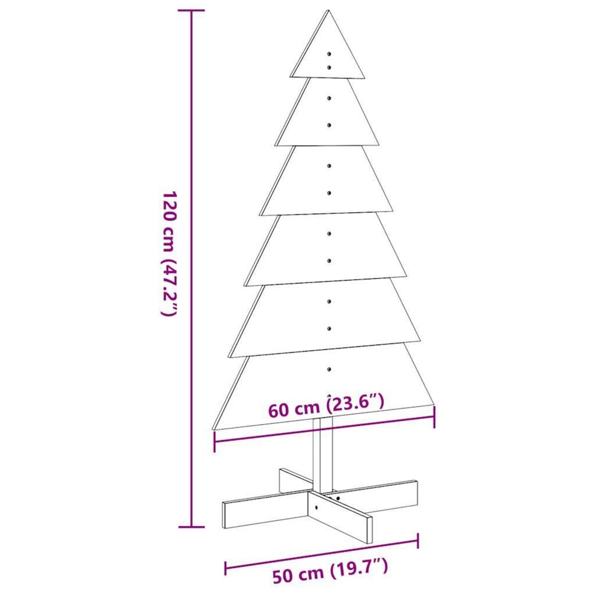 VIDAXL Arbre de Noël en bois pour decoration blanc 120 cm pin massif