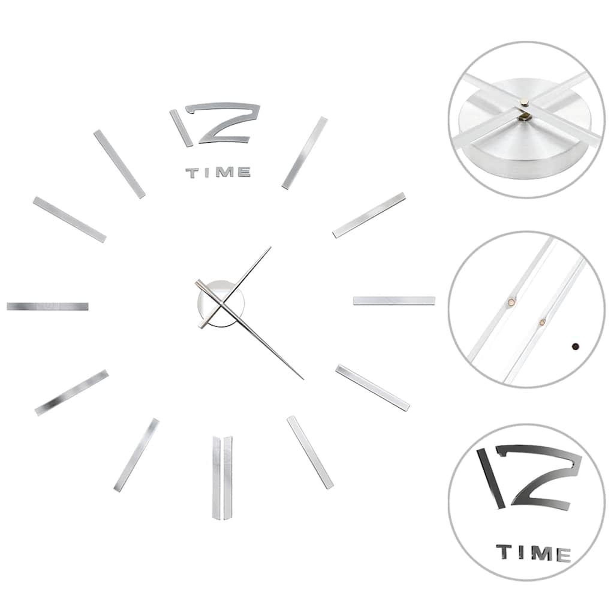 VIDAXL Horloge murale 3d design moderne 100 cm xxl argente