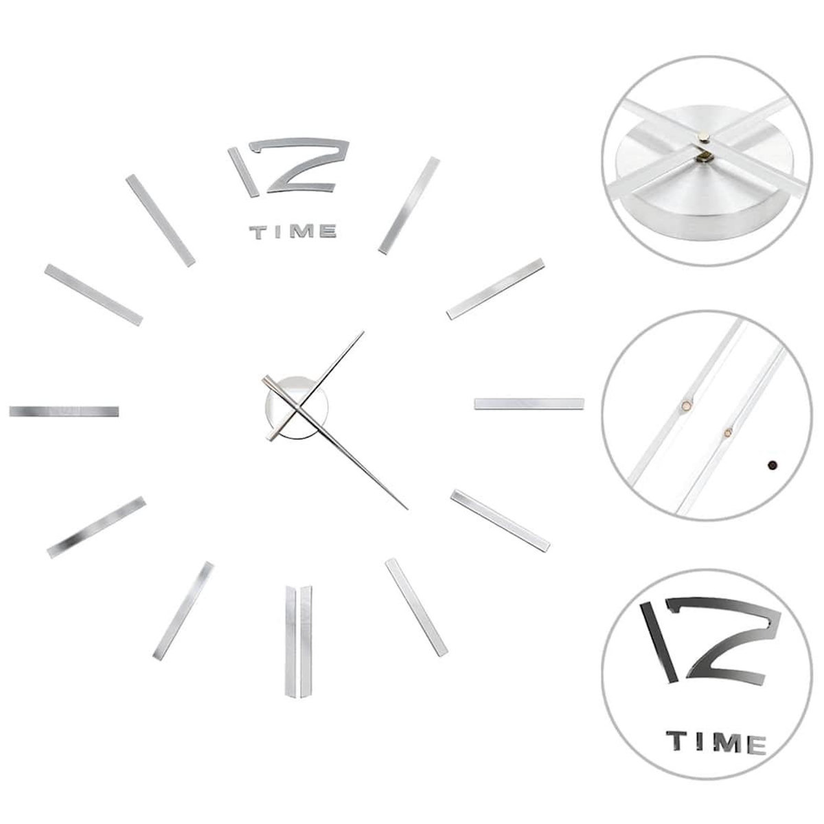 VIDAXL Horloge murale 3D Design moderne 100 cm XXL Argente