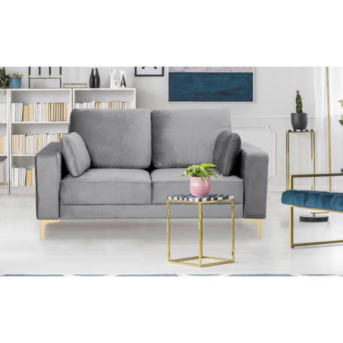 Paris Prix Canapé 2 Places en Velours  Ignacio  158cm Gris
