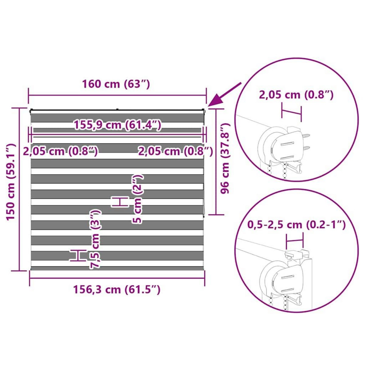 VIDAXL Store zebre marron sable largeur du tissu 155,9cm polyester