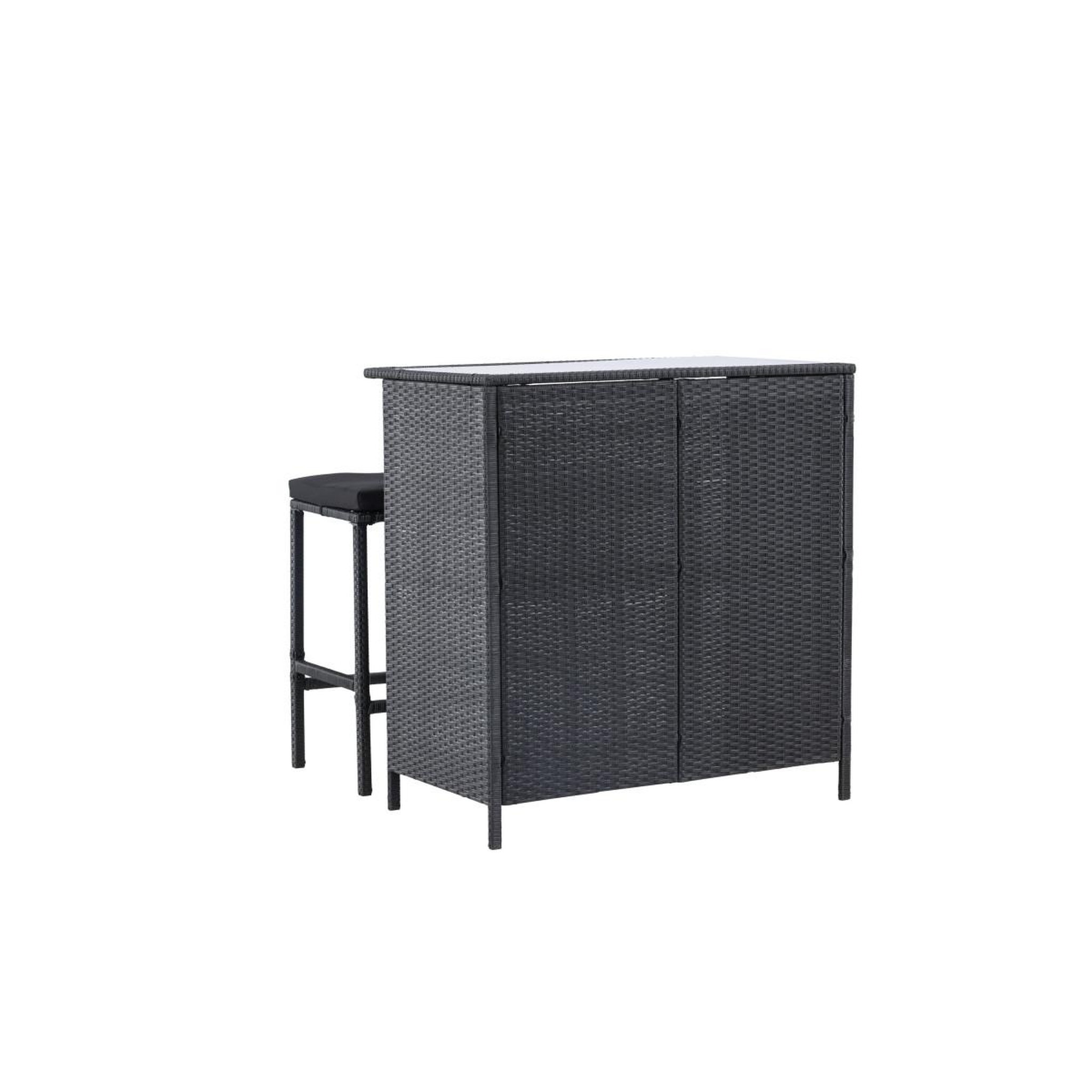 Voir la diapositive 5 : Paris Prix Ensemble Table de Bar de Jardin & 2 Tabourets  Knock  105cm Noir