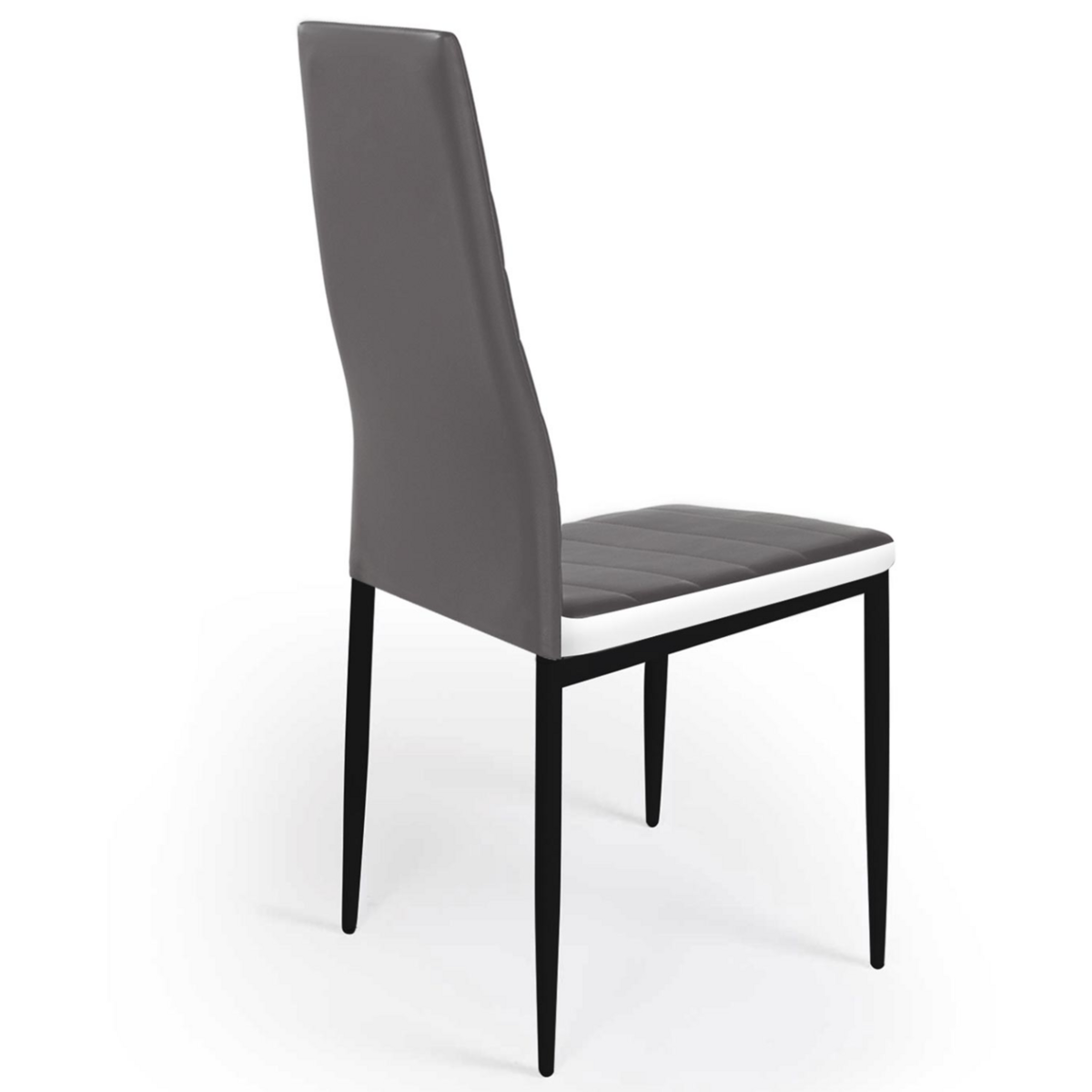 ID MARKET Lot de 6 chaises ROMANE grises bandeau blanc pour salle à manger
