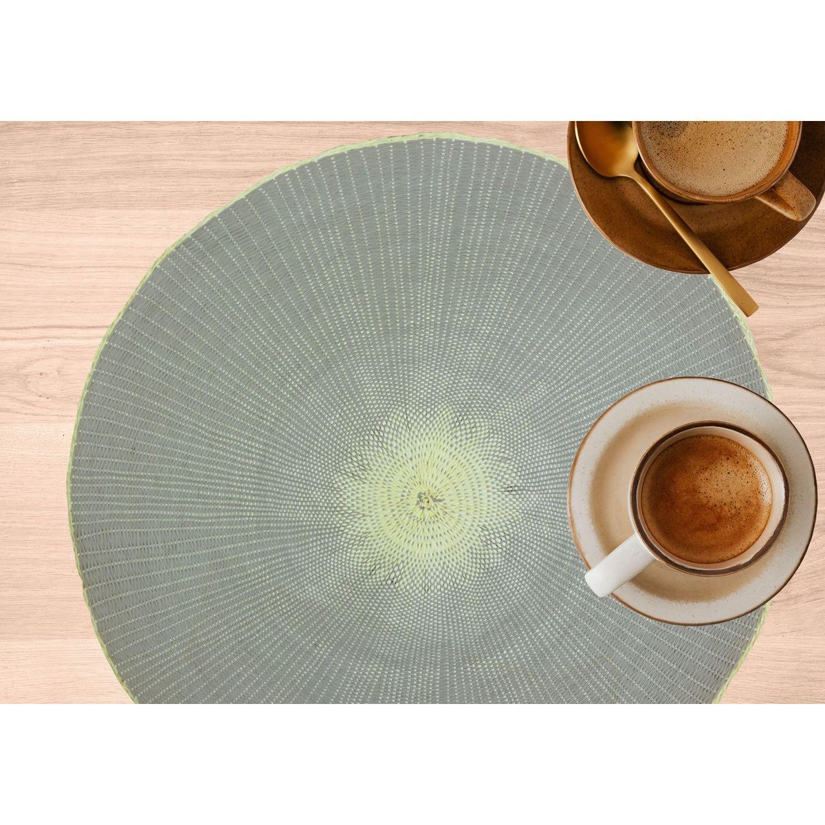 HABITABLE Lot de 6 sets de tables ronds en jute GREGE - Diam. 38 cm - Gris