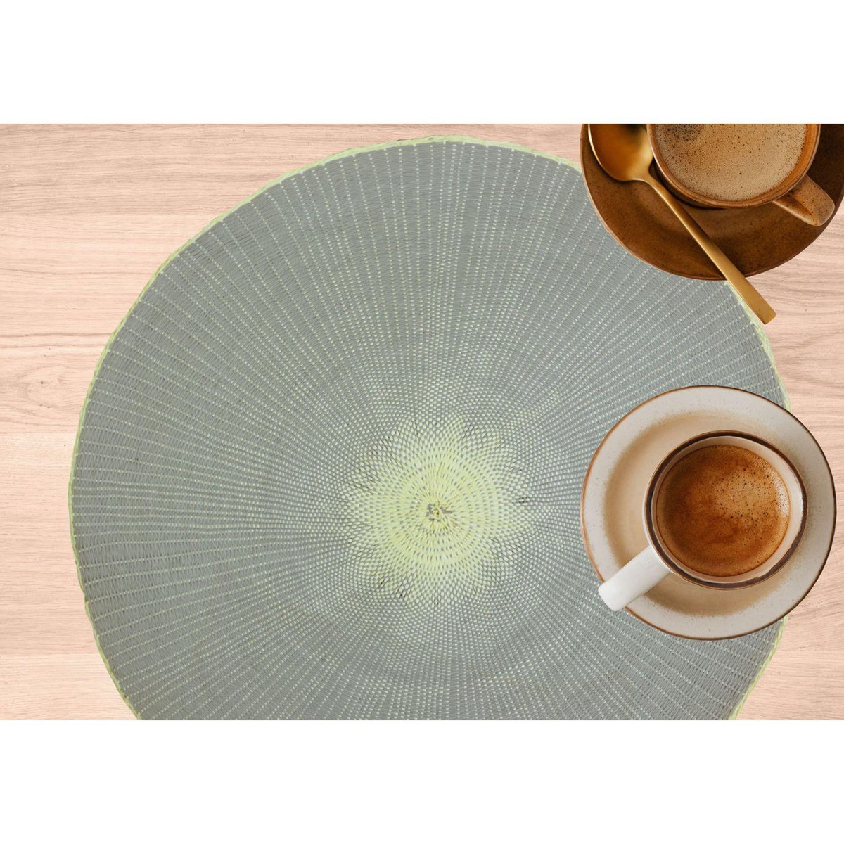 HABITABLE Lot de 6 sets de tables ronds en jute GREGE - Diam. 38 cm - Gris