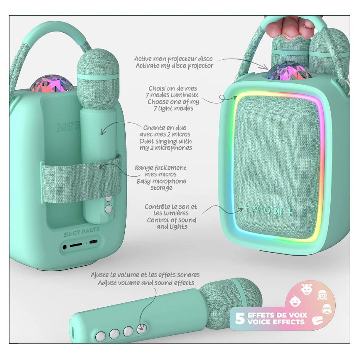 Mob Enceinte et Karaoke Lumineuse - SINGY PARTY BLEU