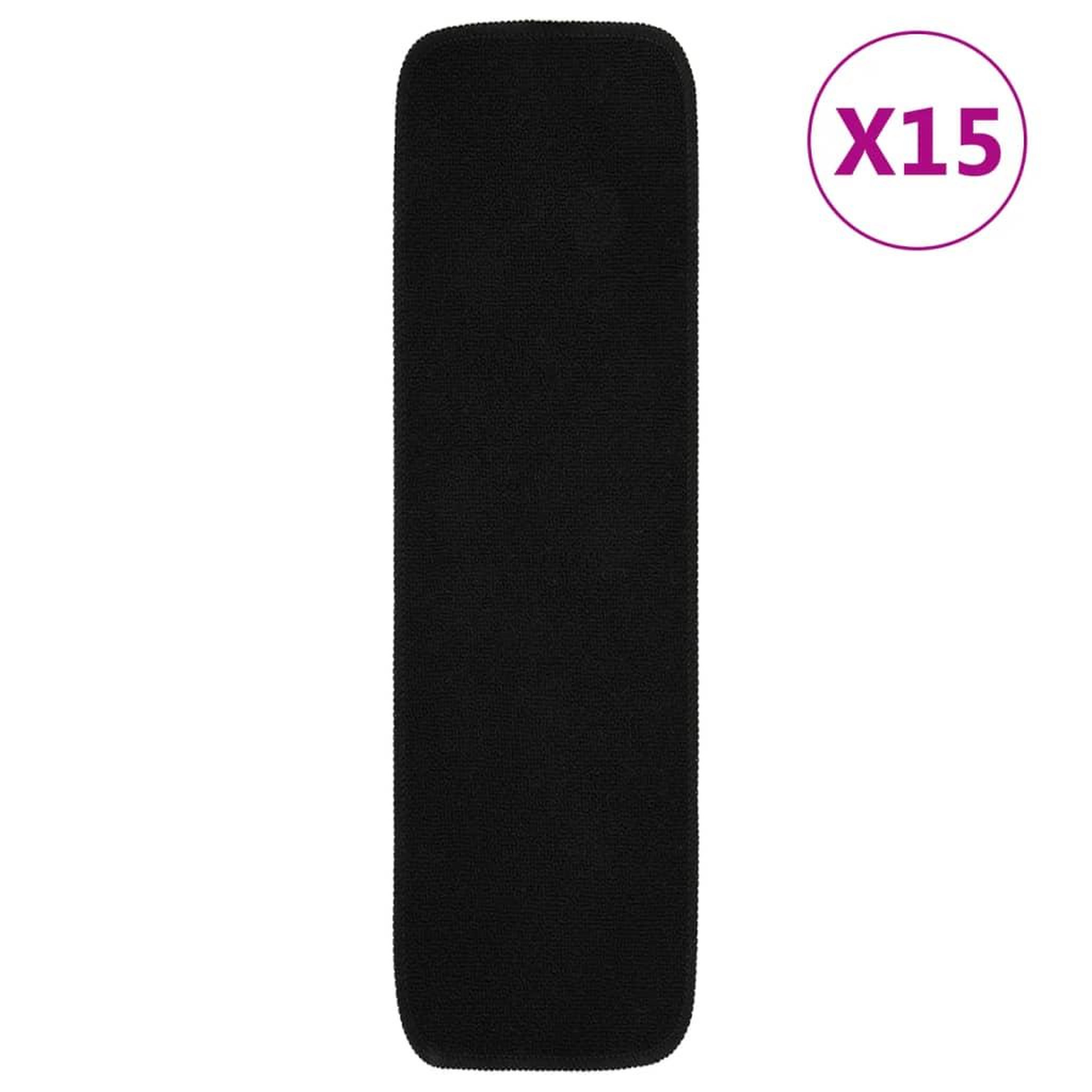 Voir la diapositive 1 : VIDAXL Tapis d'escalier antiderapants 15pcs 75x20cm Noir Rectangulaire