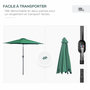 Voir la diapositive 6 : OUTSUNNY Parasol en métal rond polyester 180g/m² manivelle inclinable Ø 3 x 2,45 m vert