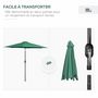 Voir la diapositive 6 : OUTSUNNY Parasol en métal rond polyester 180g/m² manivelle inclinable Ø 3 x 2,45 m vert