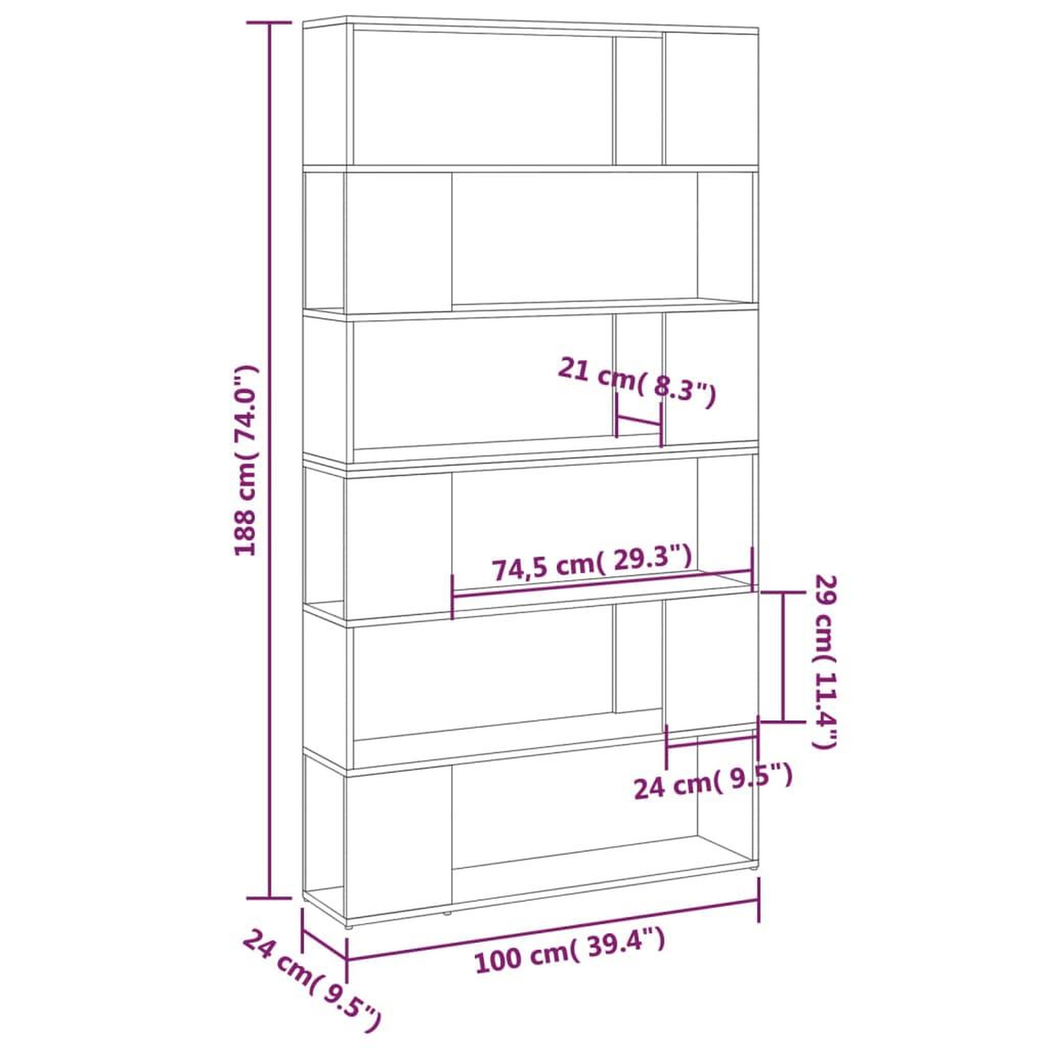 Voir la diapositive 6 : VIDAXL Bibliotheque/Separateur de piece Chene Sonoma 100x24x188 cm