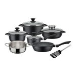 GSW GSW - 414562 - Batterie - Aluminium Forgé Massif GOURMET GRANIT - 10pcs - Induction - Revetement VITAFLON GRANIT