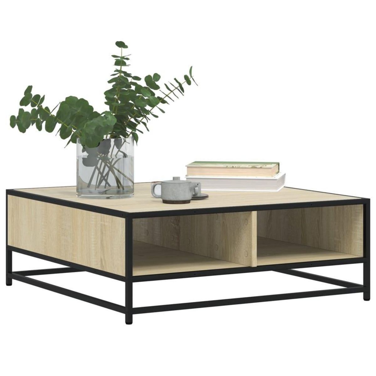 VIDAXL Table basse chene sonoma 80x80x30 cm bois d'ingenierie et metal