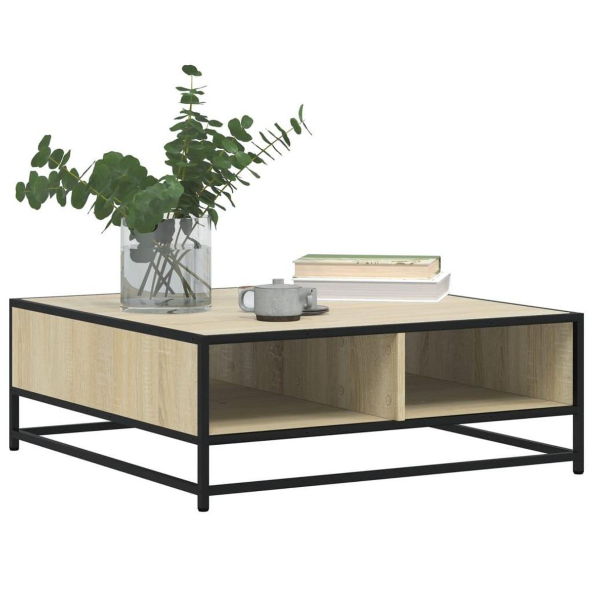 VIDAXL Table basse chene sonoma 80x80x30 cm bois d'ingenierie et metal