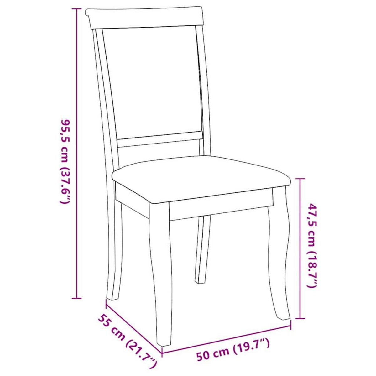 VIDAXL Chaises a manger coussins 2 pcs marron bois massif caoutchouc