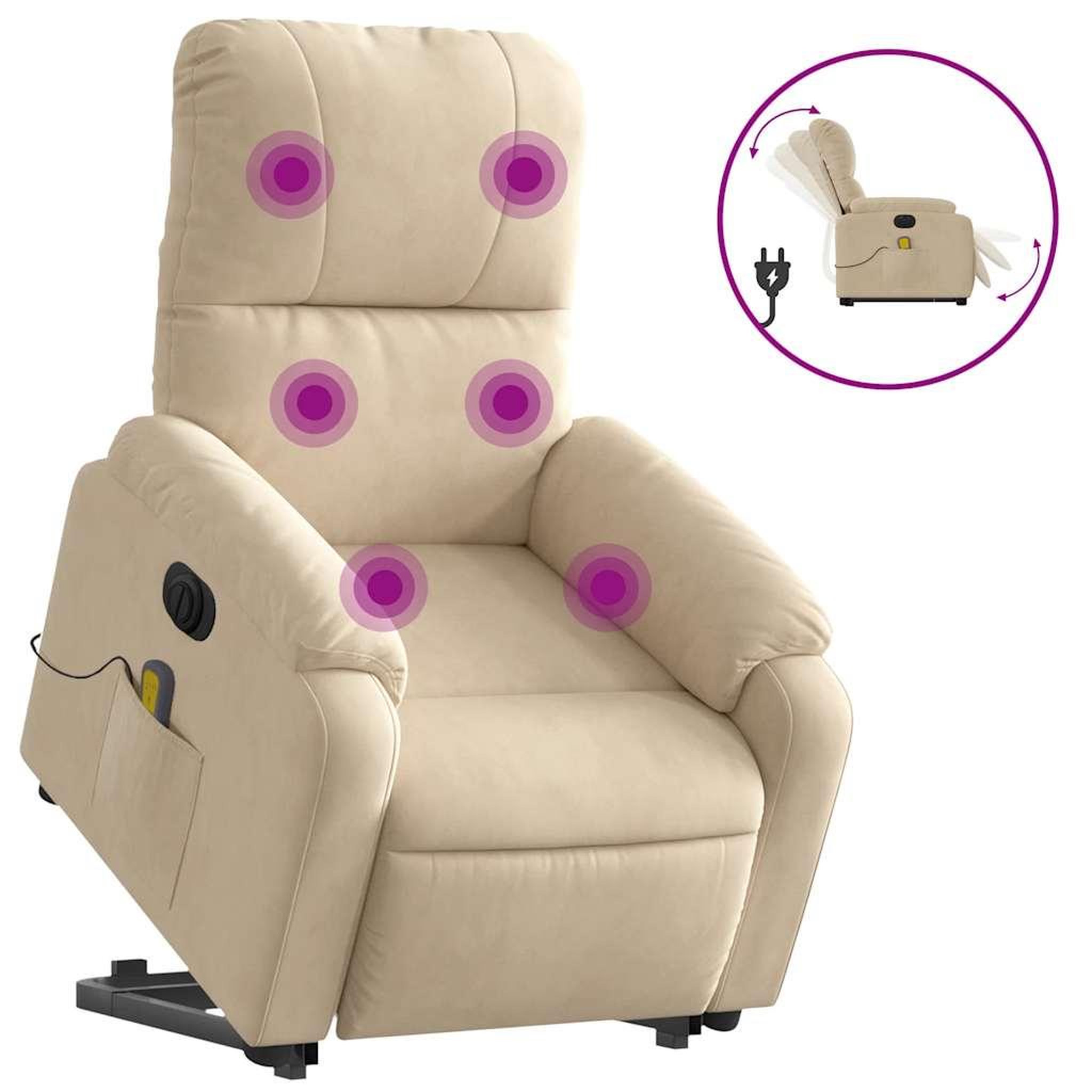 Voir la diapositive 2 : VIDAXL Fauteuil inclinable de massage electrique creme