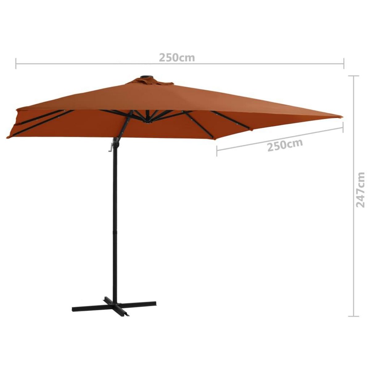 VIDAXL Parasol de jardin en porte-a-faux avec lumieres LED terre cuite