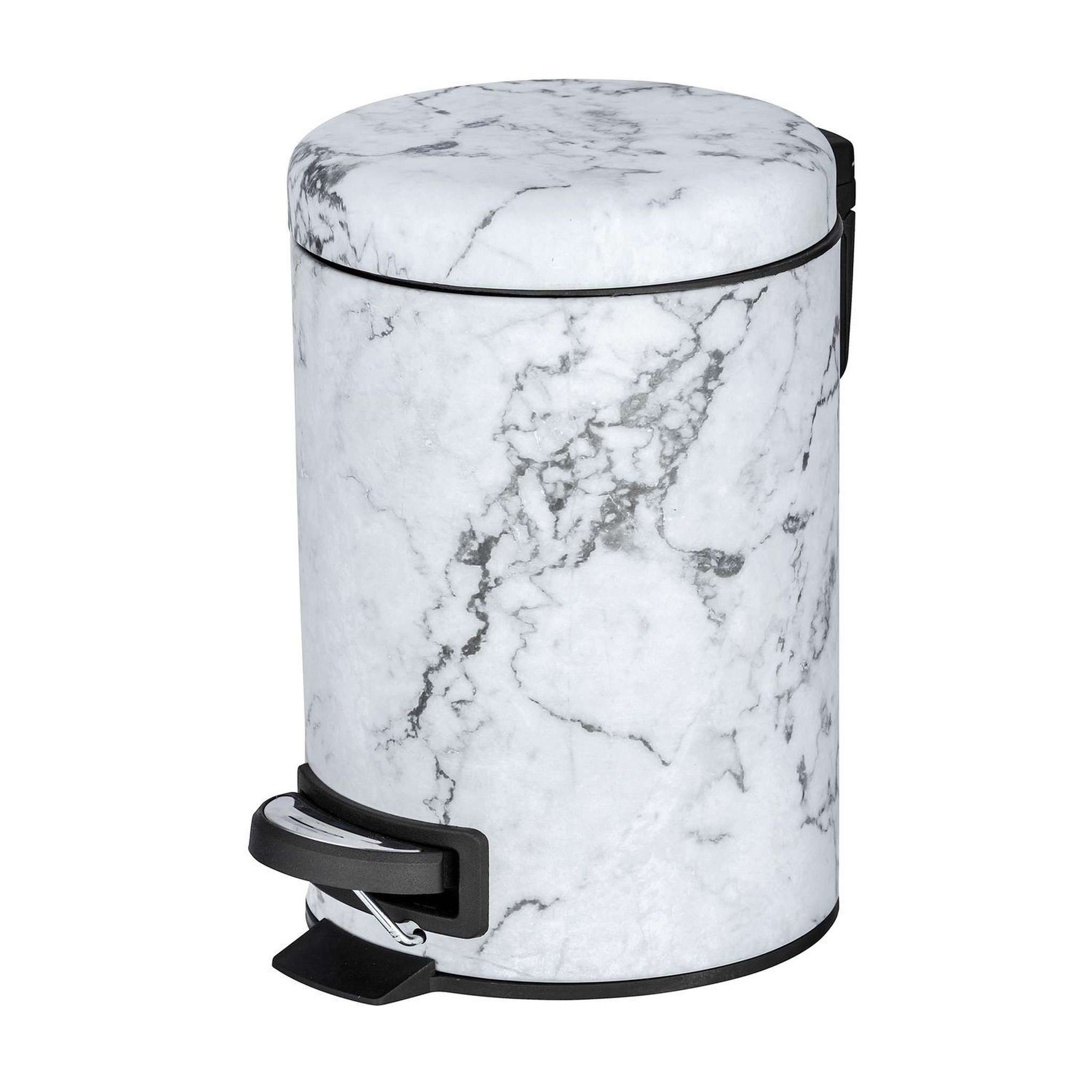 Voir la diapositive 1 : Wenko Poubelle à pédale effet marbre Onyx - 3 L - Blanc