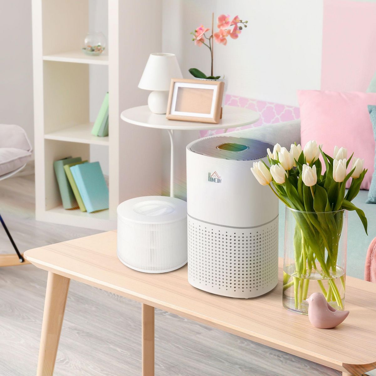 HOMCOM Filtre pour purificateurs d'air HOMCOM - filtre 3 en 1 avec filtre à charbon actif, filtre HEPA - blanc