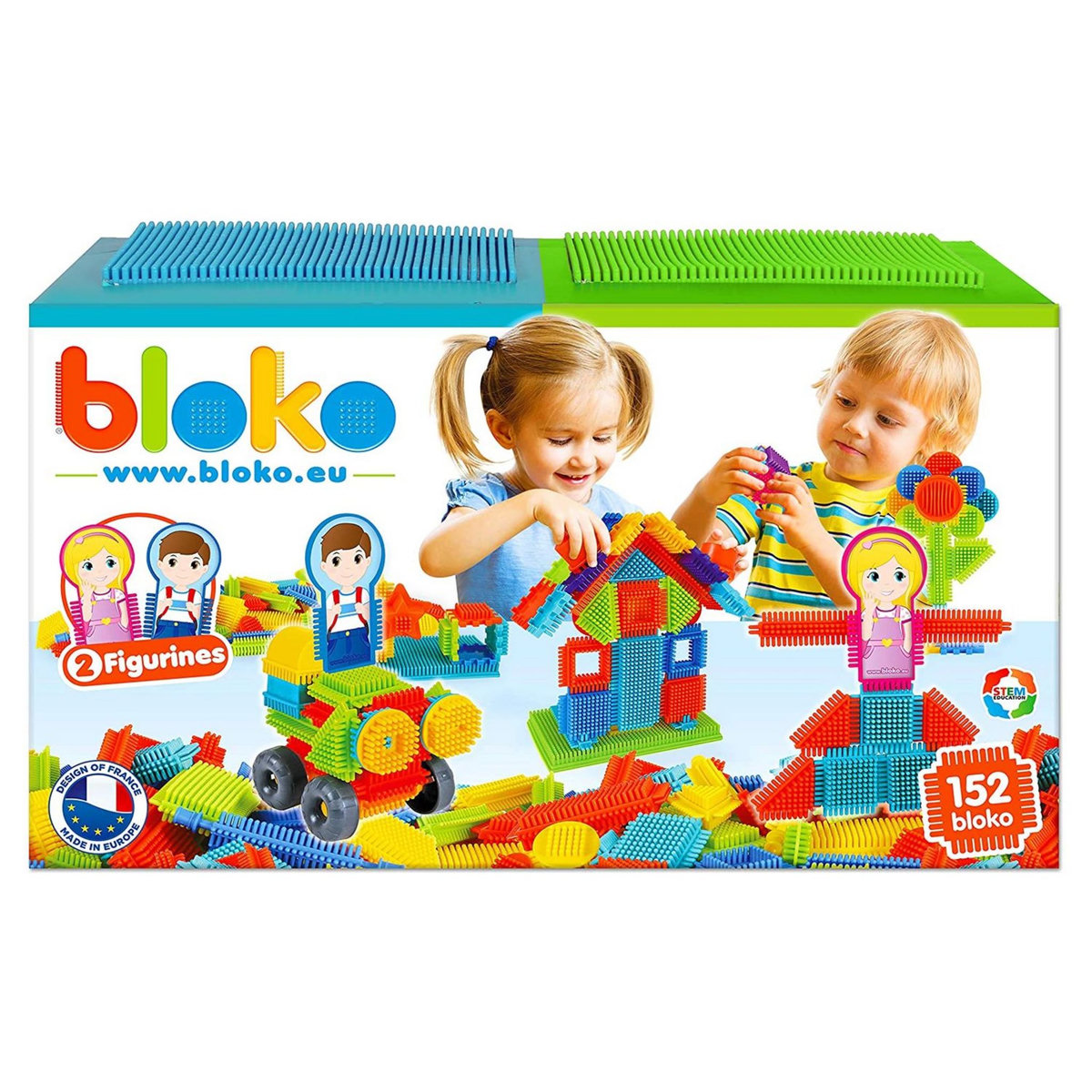 MBI Boite de 150 Bloko + 2 figurines famille 3D et 2 plaques