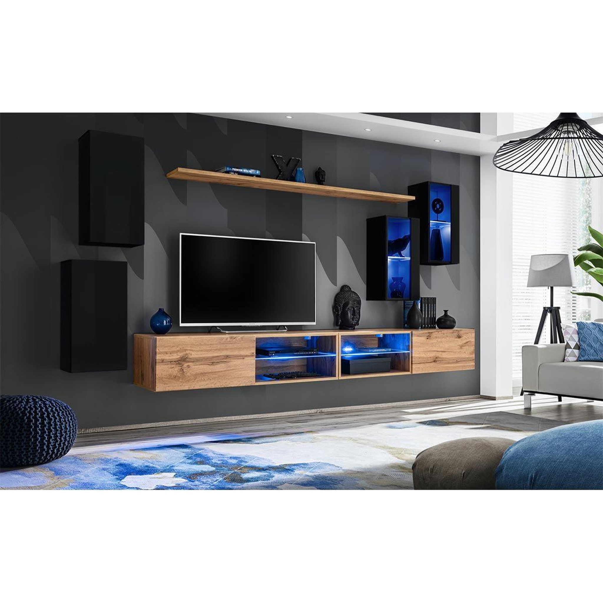 Voir la diapositive 2 : Paris Prix Ensemble meuble tv  switch xxv  280cm noir & naturel