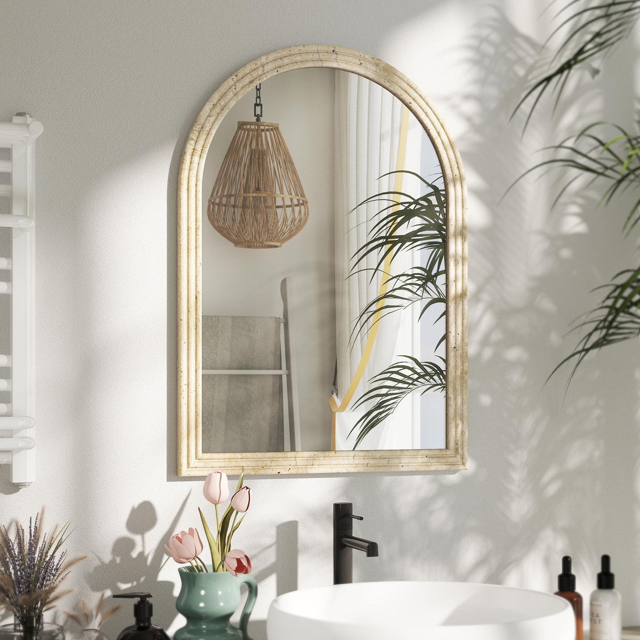 Voir la diapositive 6 : HOMCOM Miroir arche mural design effet pierre clair dim. 50 x 70 cm