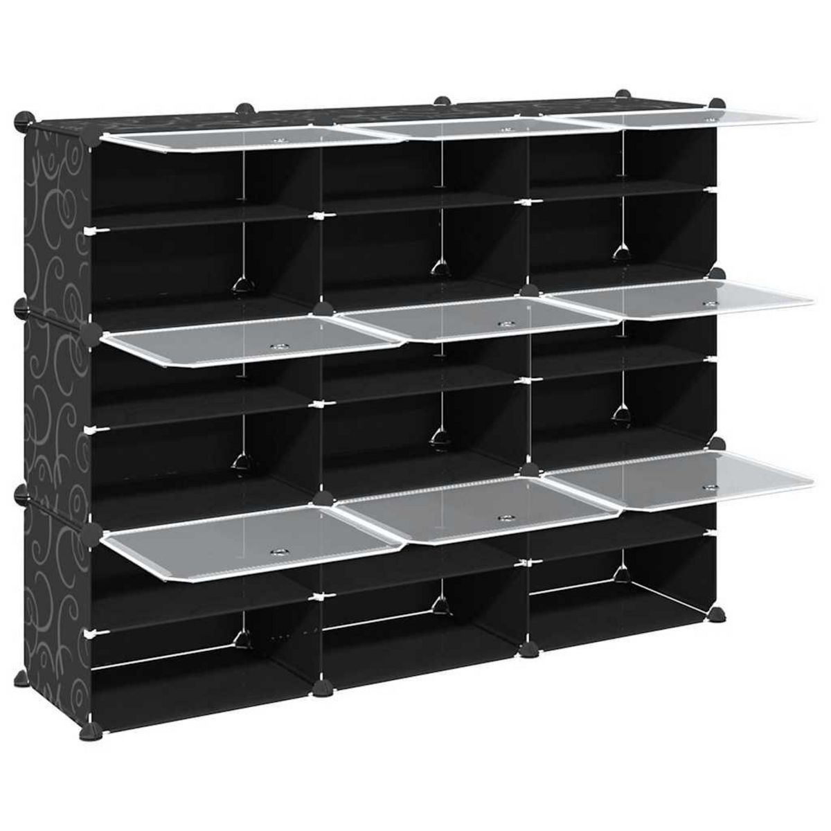 VIDAXL Cubes de rangement 9 pcs avec portes noir PP