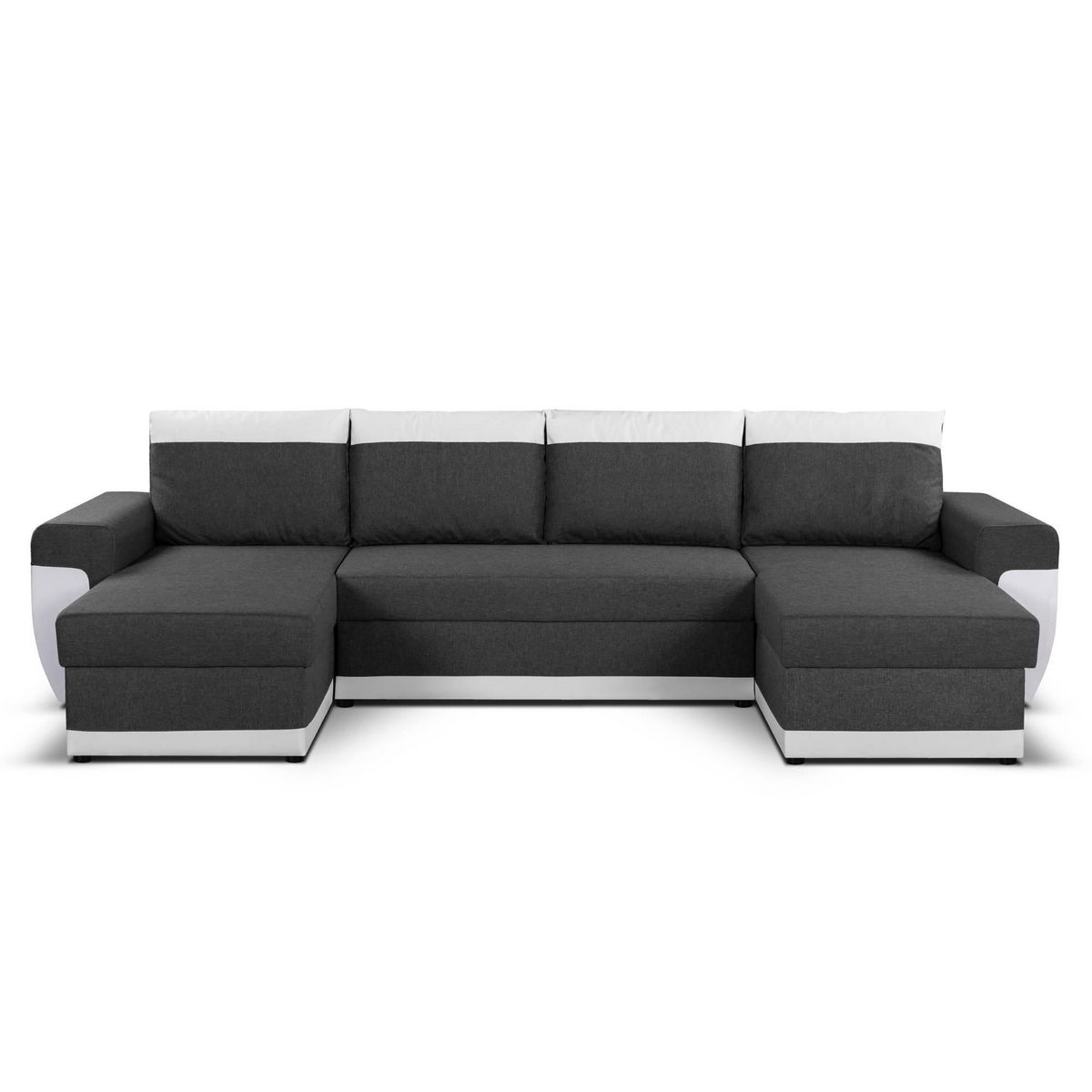 BEST MOBILIER Milan - canapé d'angle panoramique - convertible - 7 places - 2 coffres de rangement