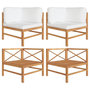 Voir la diapositive 1 : VIDAXL Canapes d'angle 2 pcs avec coussins creme Bois de teck solide