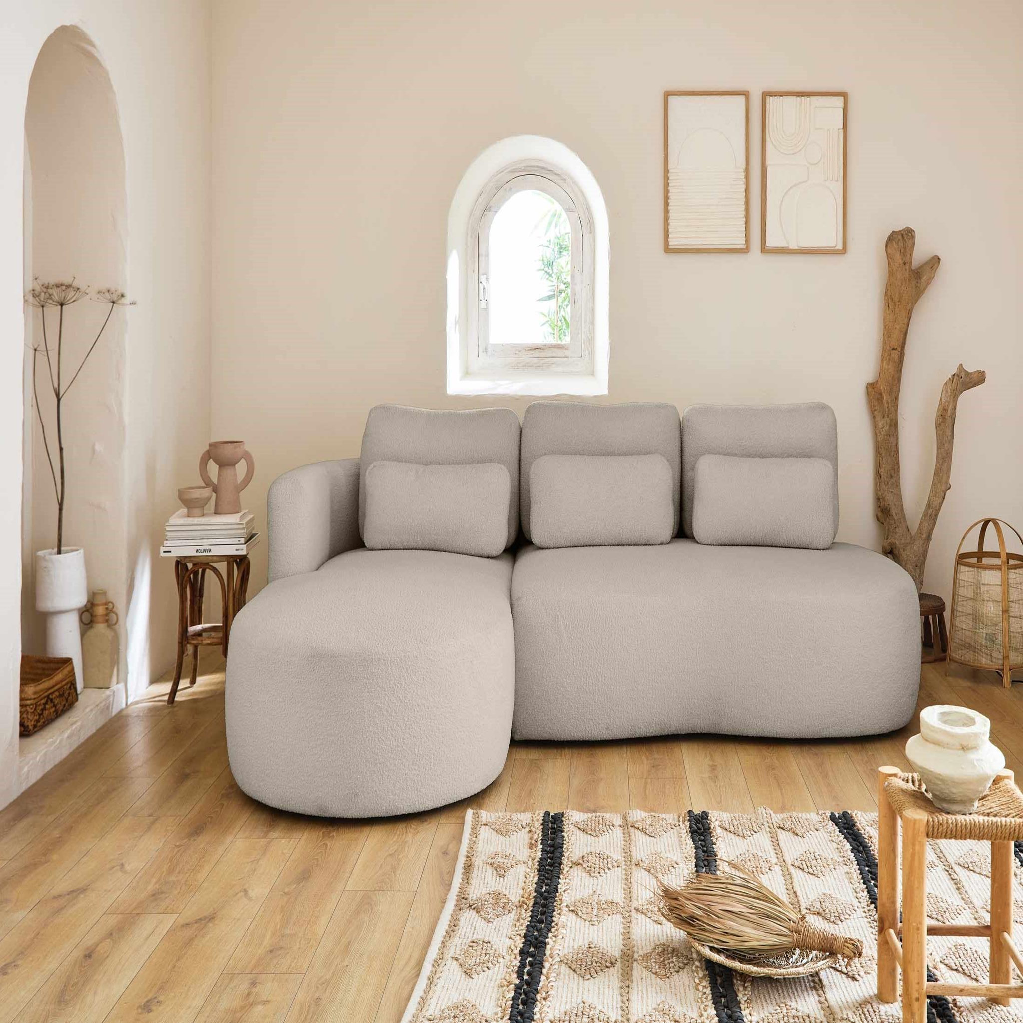 Voir la diapositive 6 : BEST MOBILIER Mahina - canapé d'angle gauche - 4 places - convertible avec coffre - en tissu bouclette