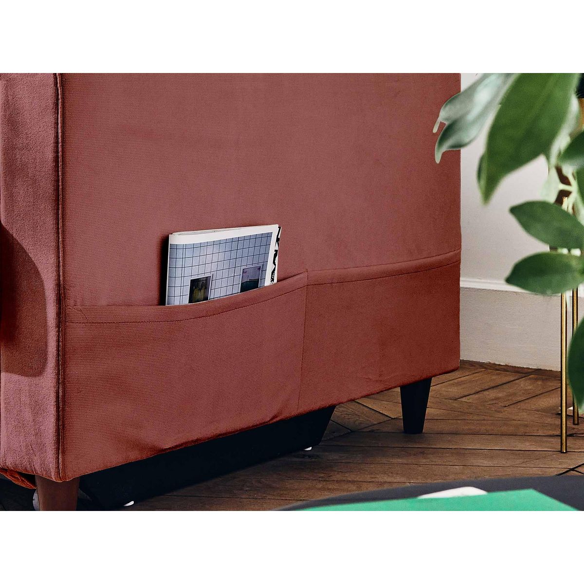 LISA DESIGN Anna - canapé droit 3 places convertible avec poche en velours