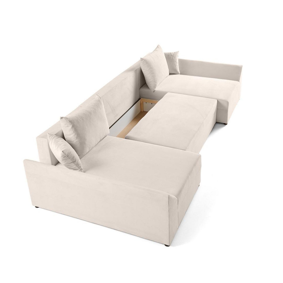 BEST MOBILIER Mike - canapé panoramique en u - 7 places - convertible - avec coffre - en velours