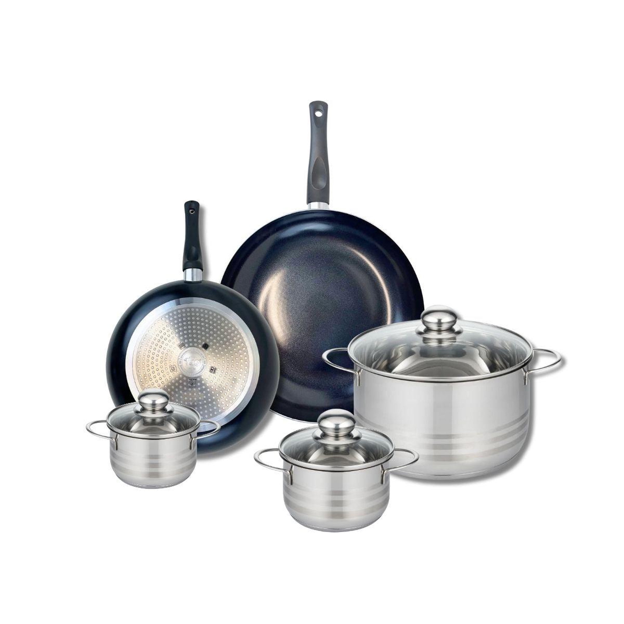 ELO Ensemble de 2 poêles de cuisson 24 et 28 cm et 3 faitouts 12, 14 et 24 cm elo prima brillant