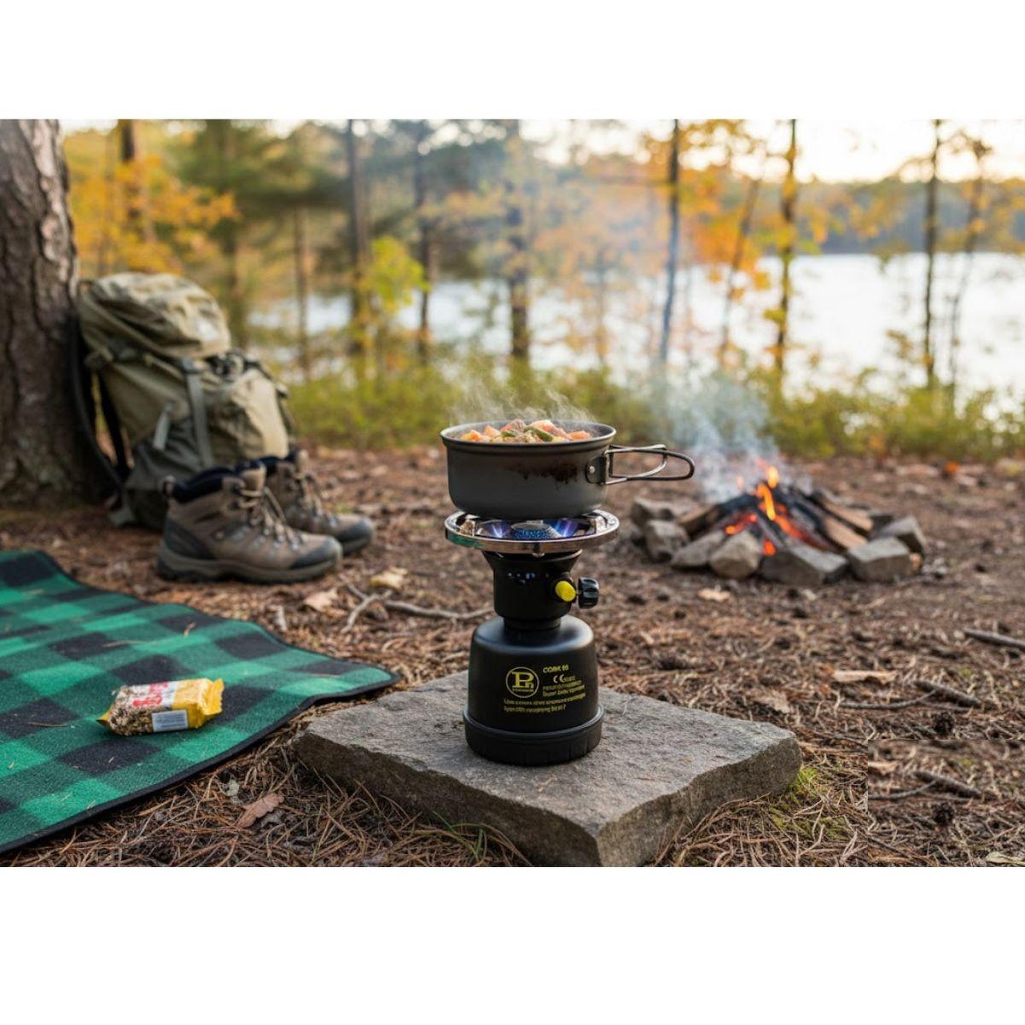 Voir la diapositive 3 : Proweltek Réchaud à gaz coque acier + 4 cartouches 190g allumage auto & sécurisé - réchaud camping vanlife flamme réglable black cook