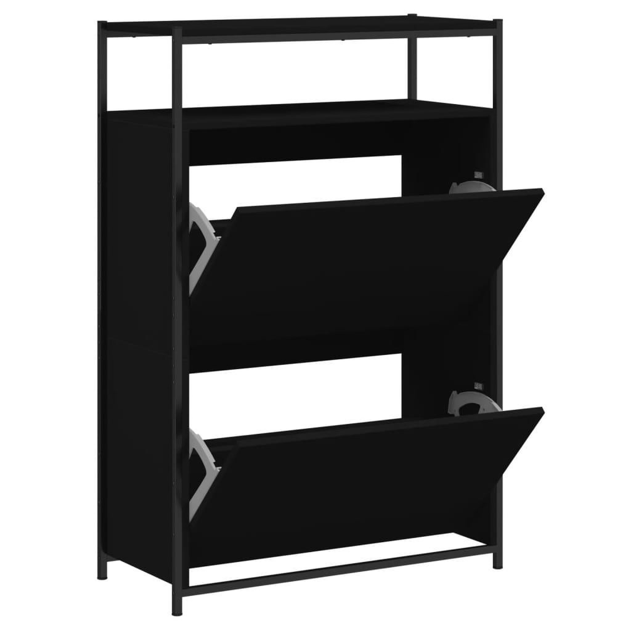 Voir la diapositive 2 : VIDAXL Armoire a chaussures noir 75x34x112 cm bois d'ingenierie