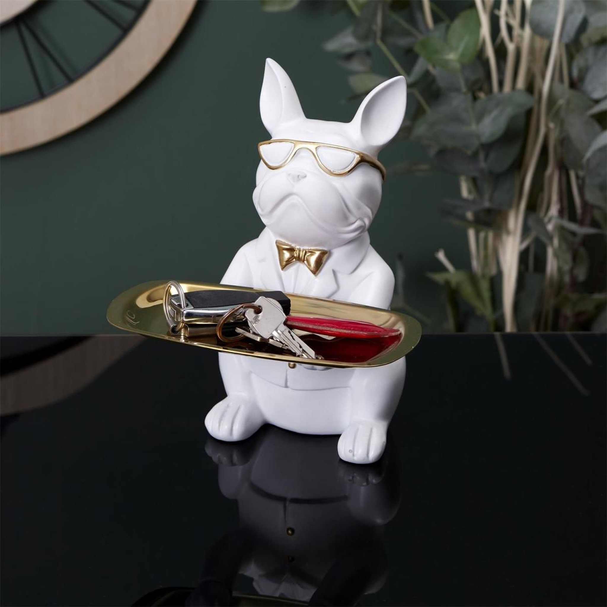 Voir la diapositive 4 : The Home Deco Factory Statuette & vide-poche  bulldog  21cm blanc